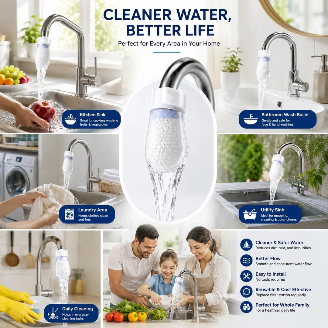 Reusable Tap Water Filter | Universal Faucet Cotton Refills | Buy 10 Get 10 Free 🔥