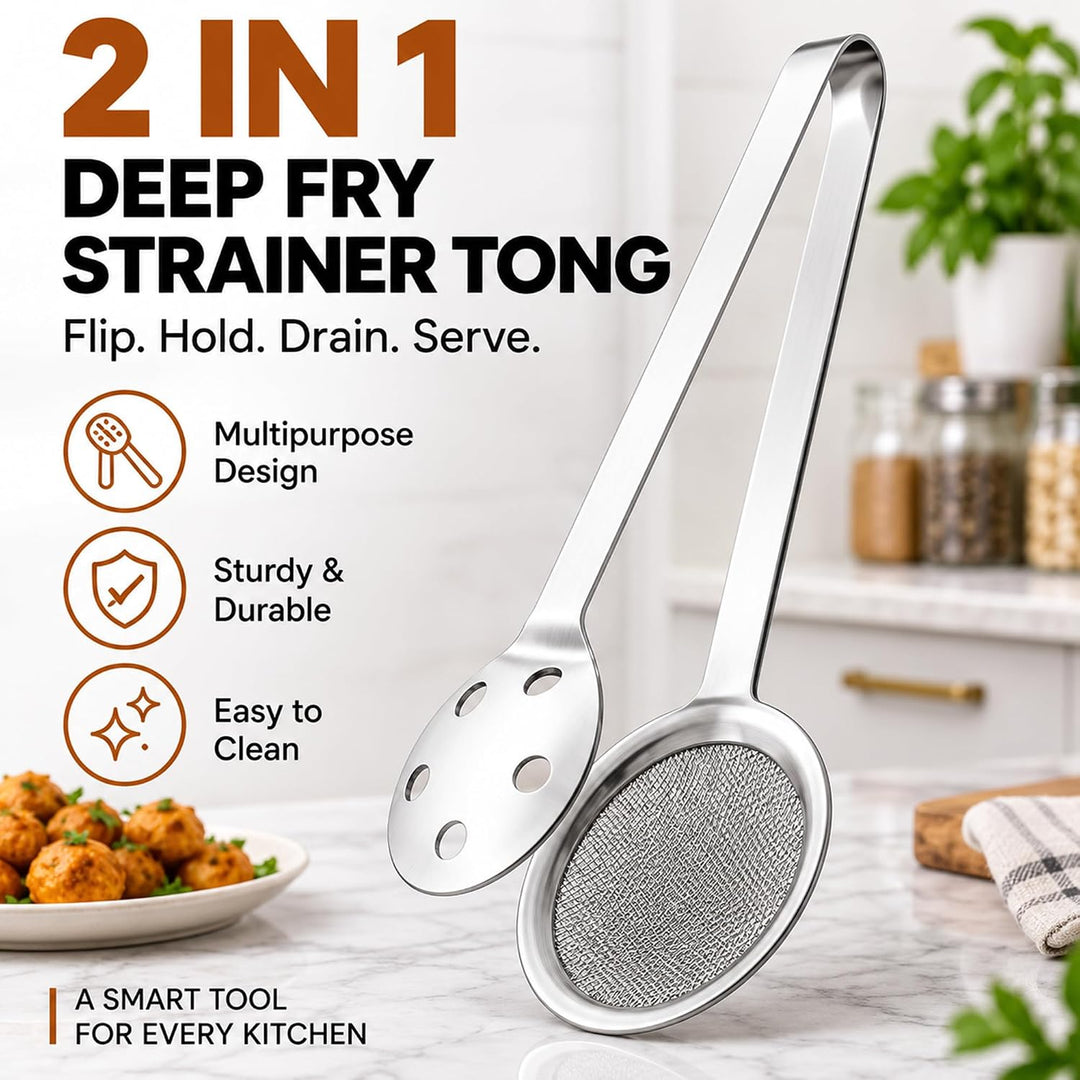 2 in 1 Frying and Strainer Tong - 🪔Diwali Sale 50% off🪔
