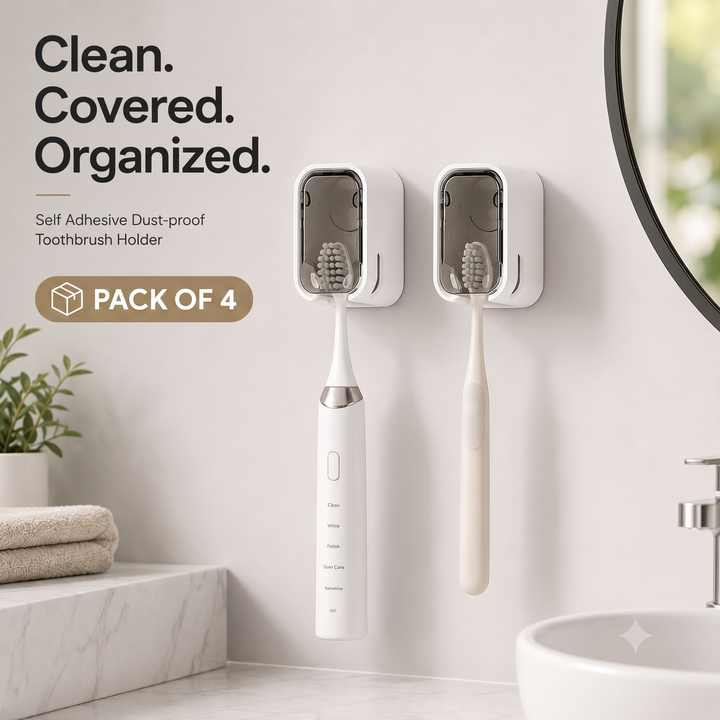 Self Adhesive Dust-proof Toothbrush Holder |  Flat 50% Off 🔥