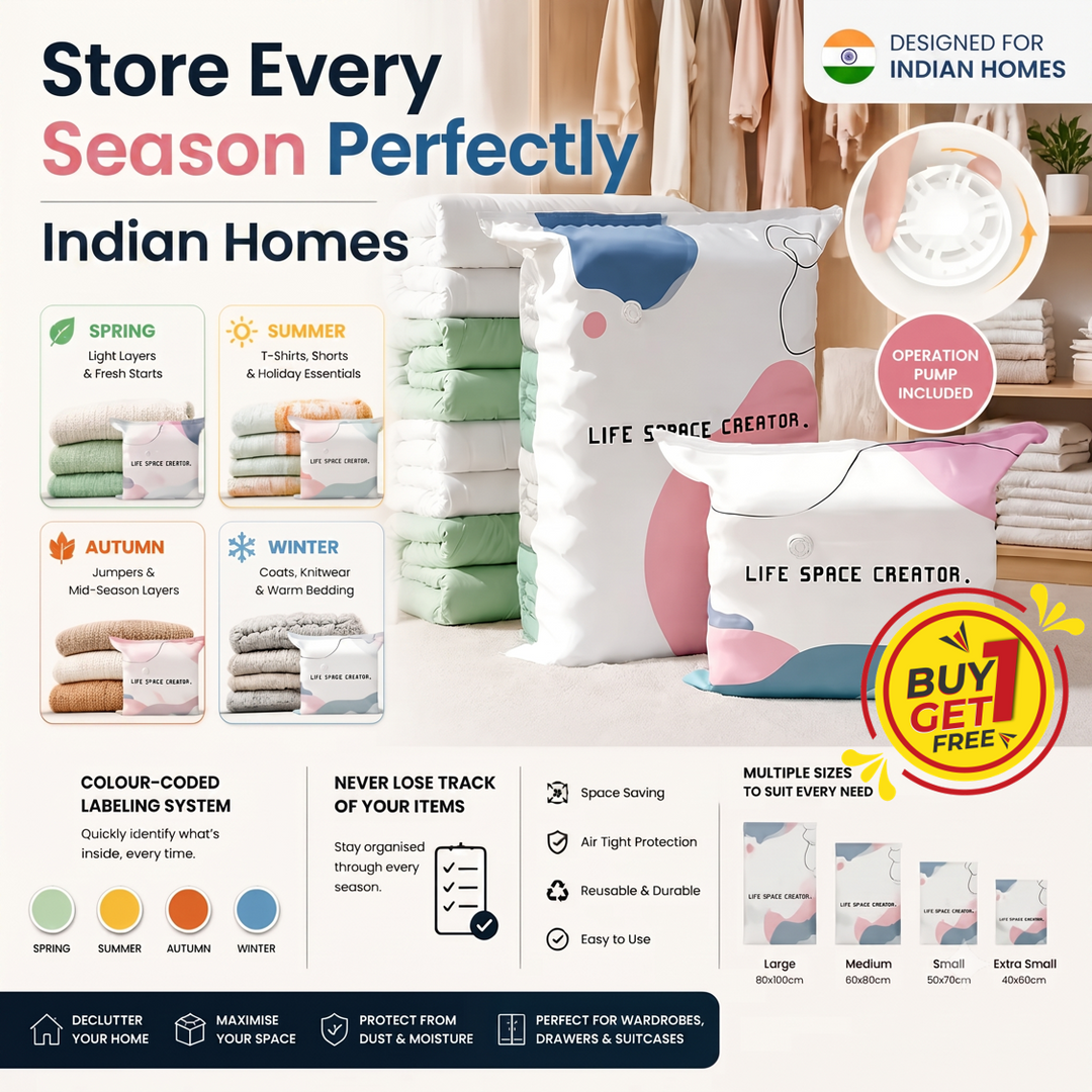 Vacuum Storage Bags – Press &amp; Seal (PACK OF 5)| 🔥Buy 1 Get 1 Free Offer 🔥
