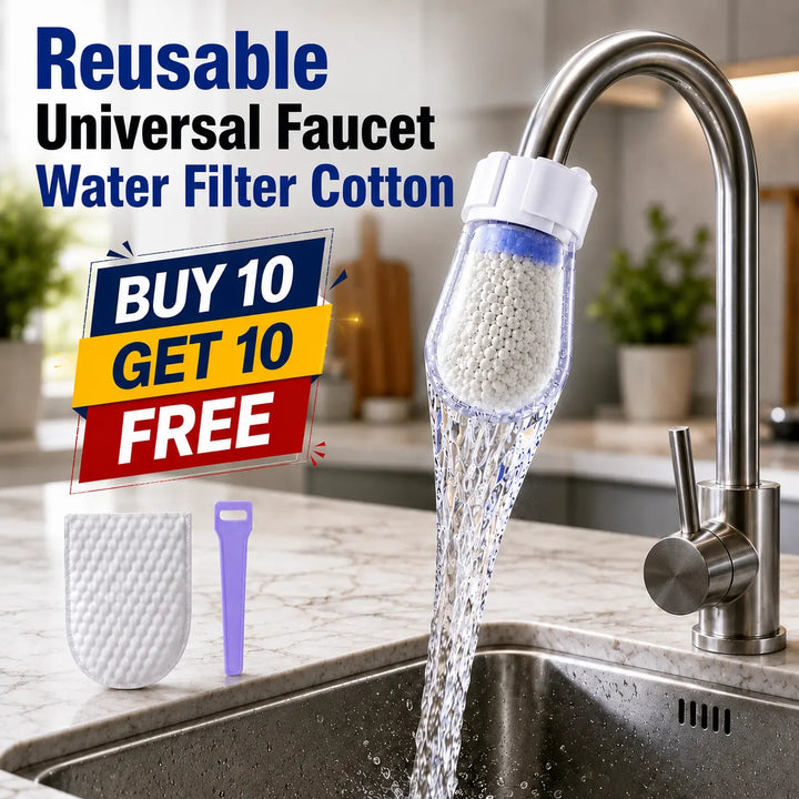 Reusable Tap Water Filter | Universal Faucet Cotton Refills | Buy 10 Get 10 Free 🔥