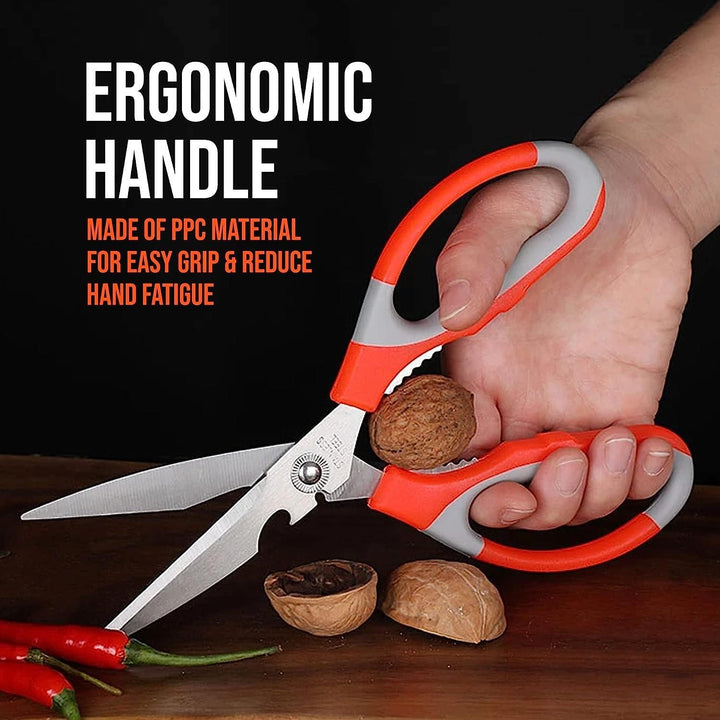 Multipurpose Meat & Vegetable Cutting Scissor Stainless Steel Scissors for Kitchen Use with Nut Cracker & Bottle Opener